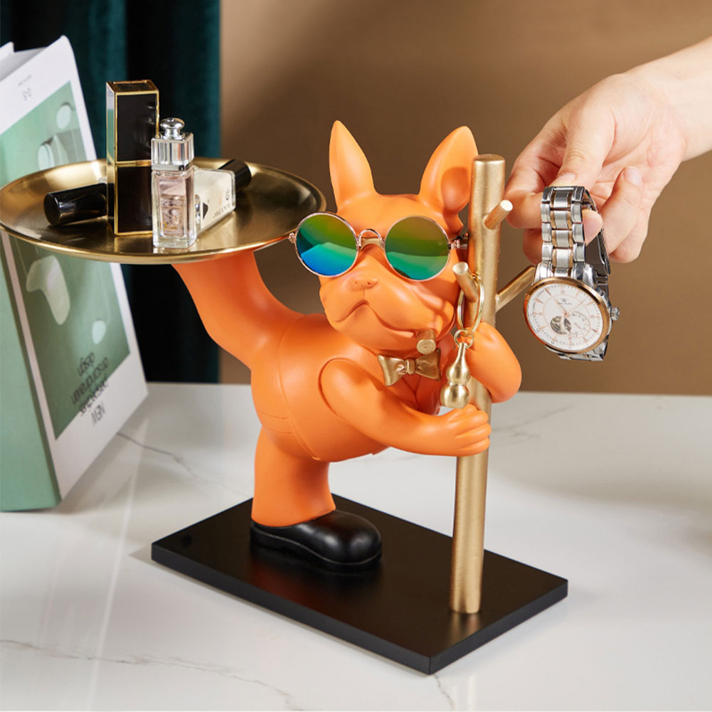 Tuxedo Bulldog Tray & Pole Key Holder