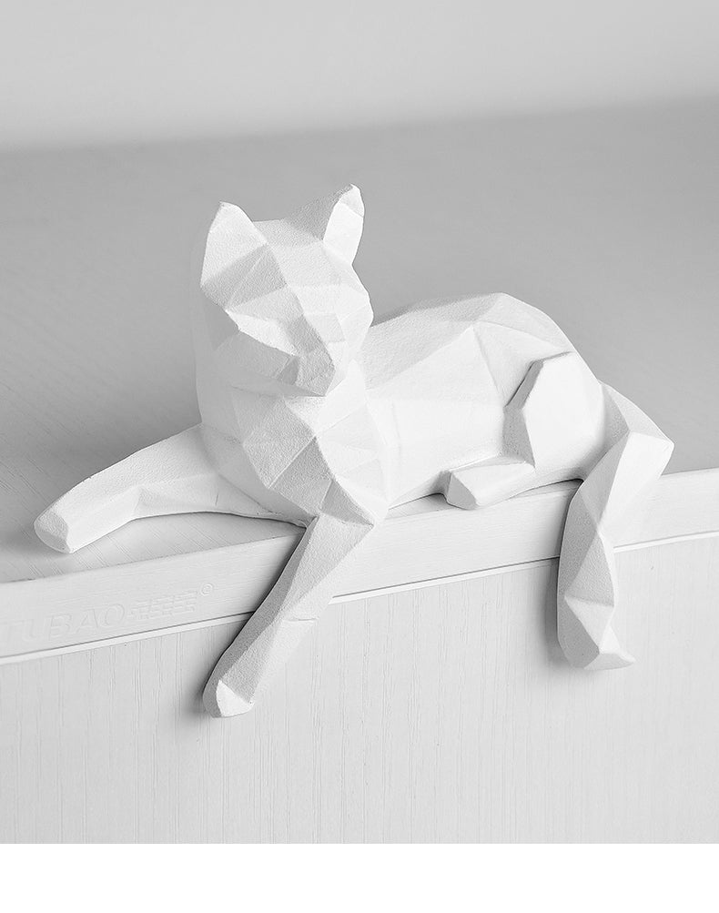 Geometric Nordic Cat Shelf Sculptures Set