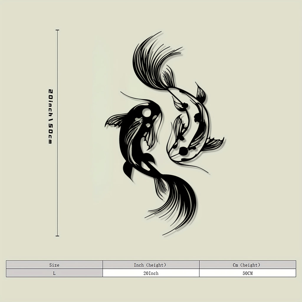 Yin Yang Koi Fish Metal Wall Art