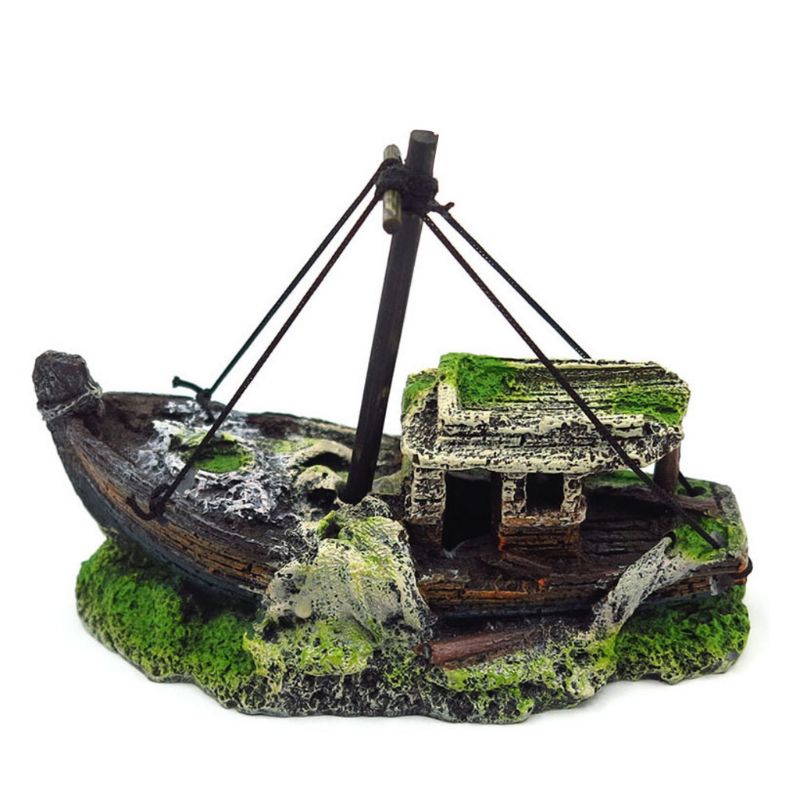 Sunken Shipwreck Cabin Aquarium Ornament