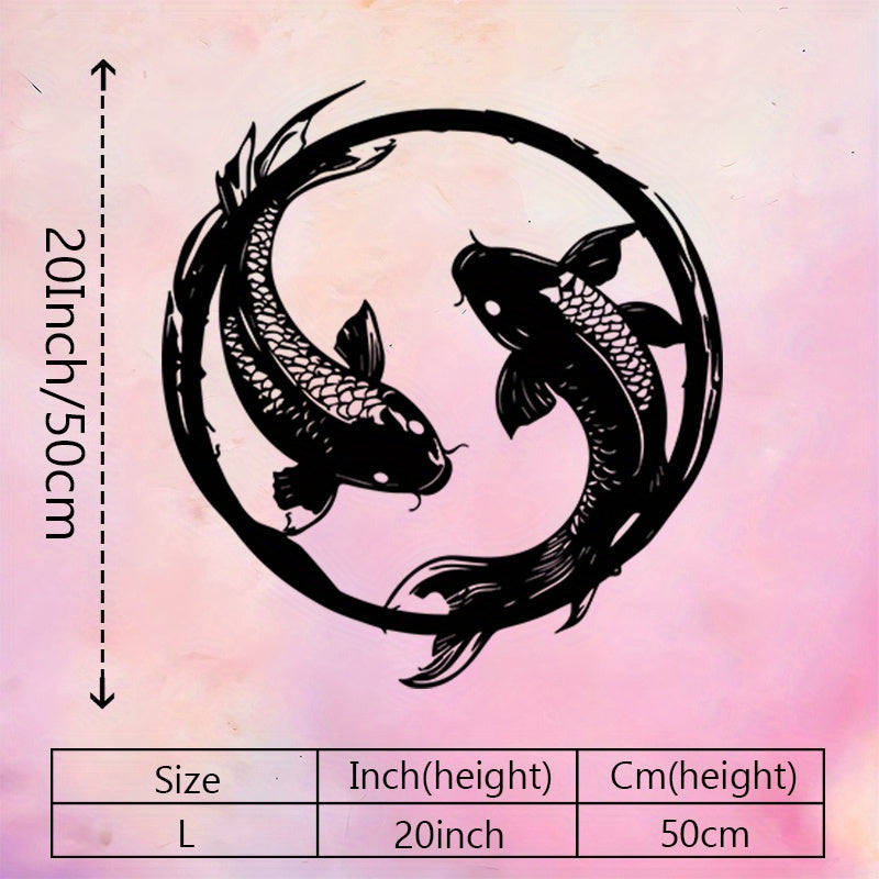 Circular Koi Fish Metal Wall Art