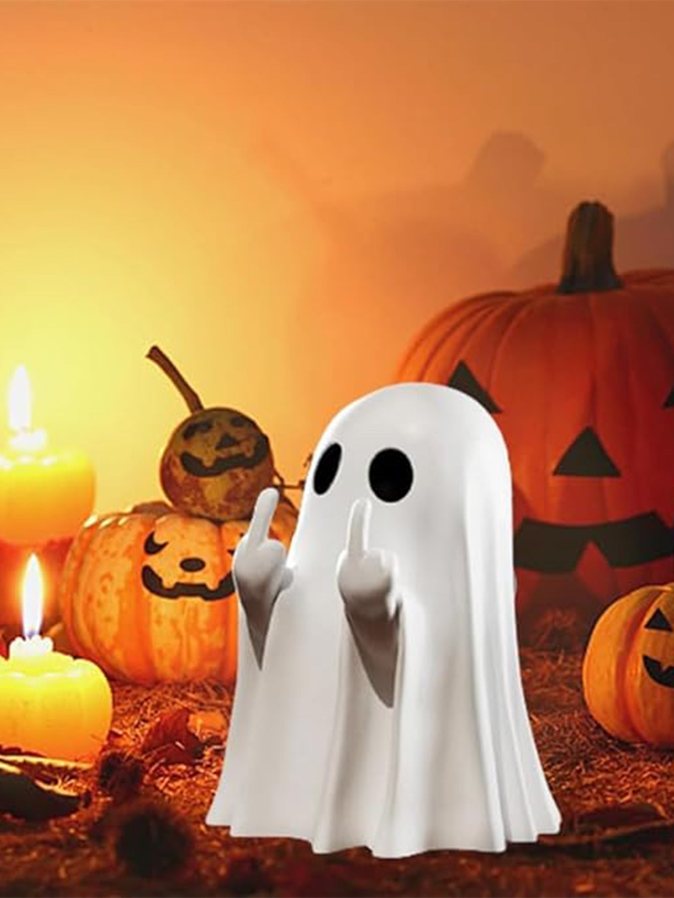 Cute Middle Finger Ghost Statue