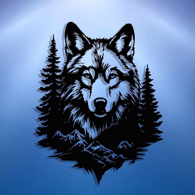 Wolf Mountain Forest Metal Wall Art