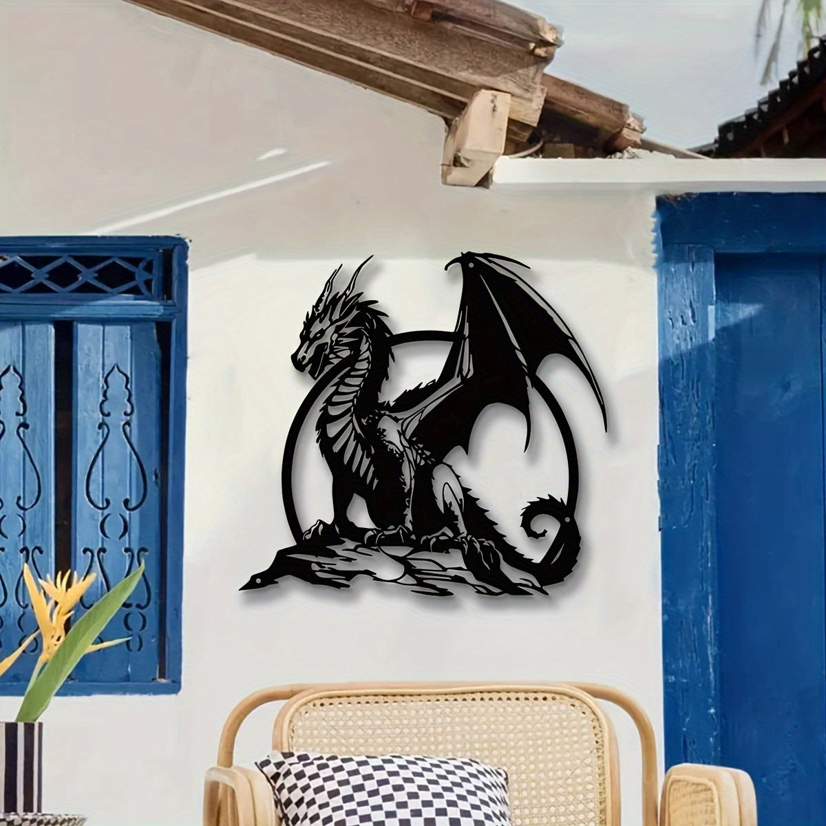 Perched Dragon Metal Wall Art