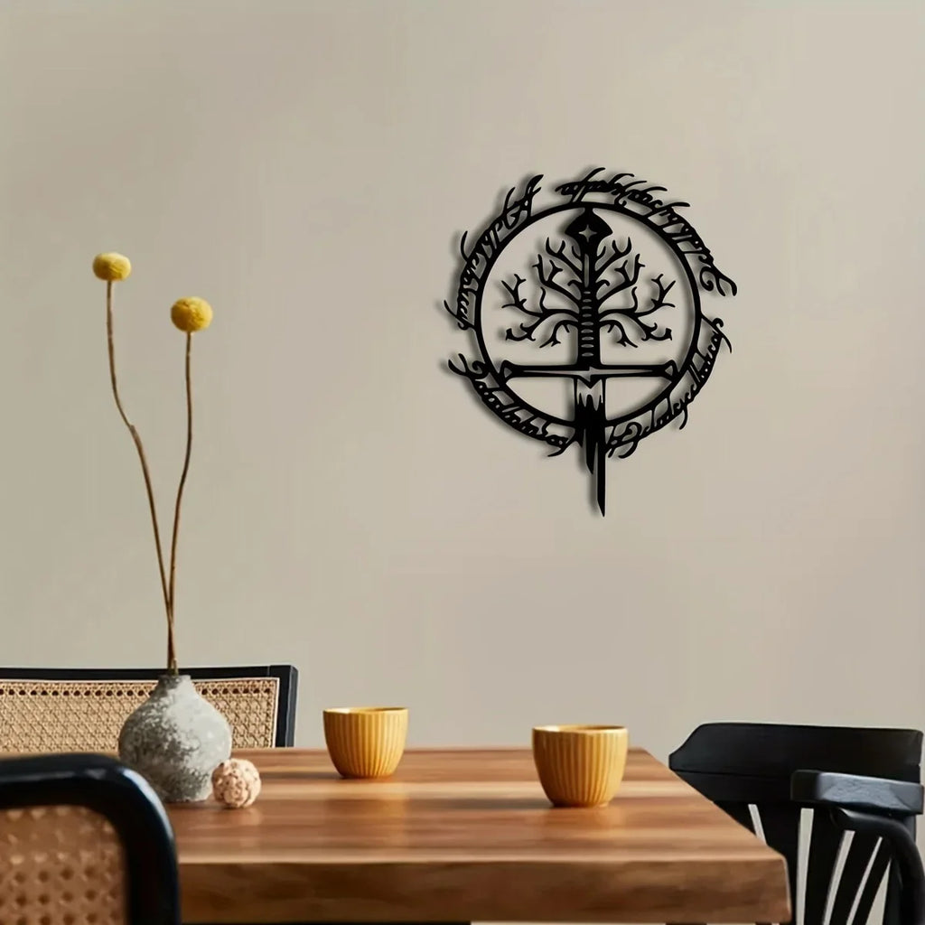 Elven Rune Tree of Life Sword Metal Wall Art