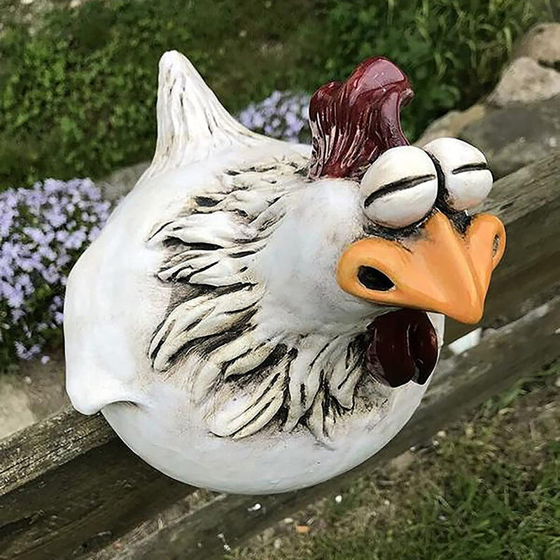 Funny Chicken Fence Decoration Statue