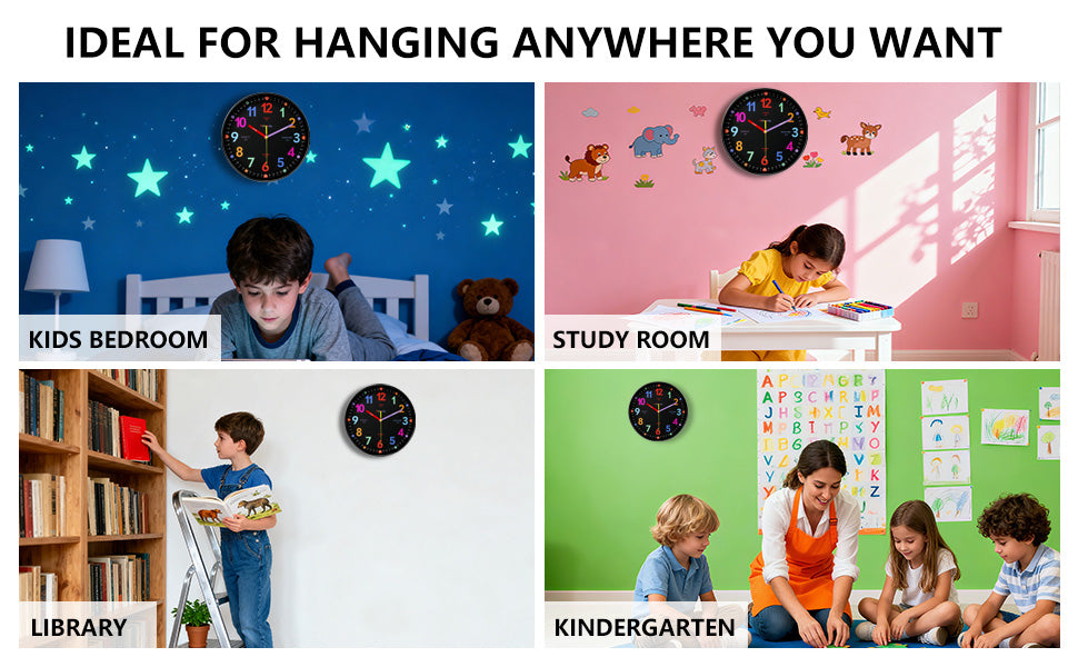 12-Inch Children's Multicolour Educational Wall Clock