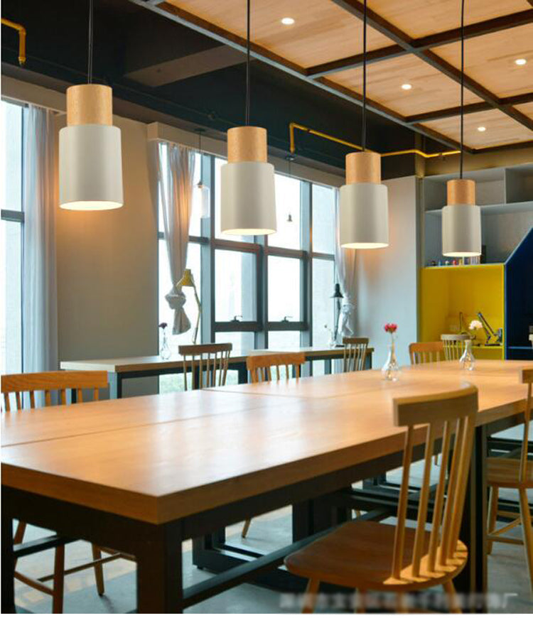 Nordic Concrete Wood LED Pendant Light
