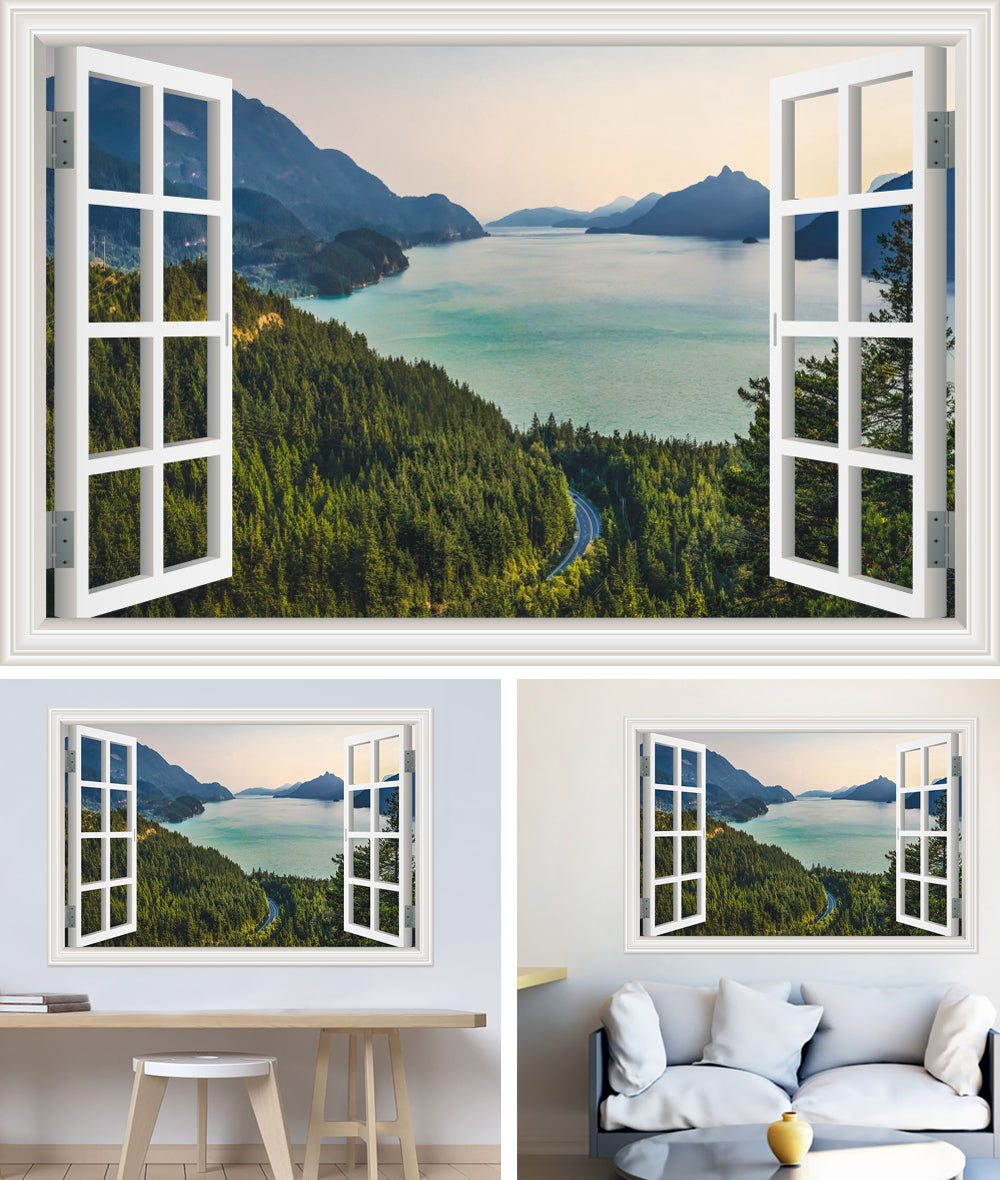3D Window View Wall Sticker in Emerald Lake Overlook