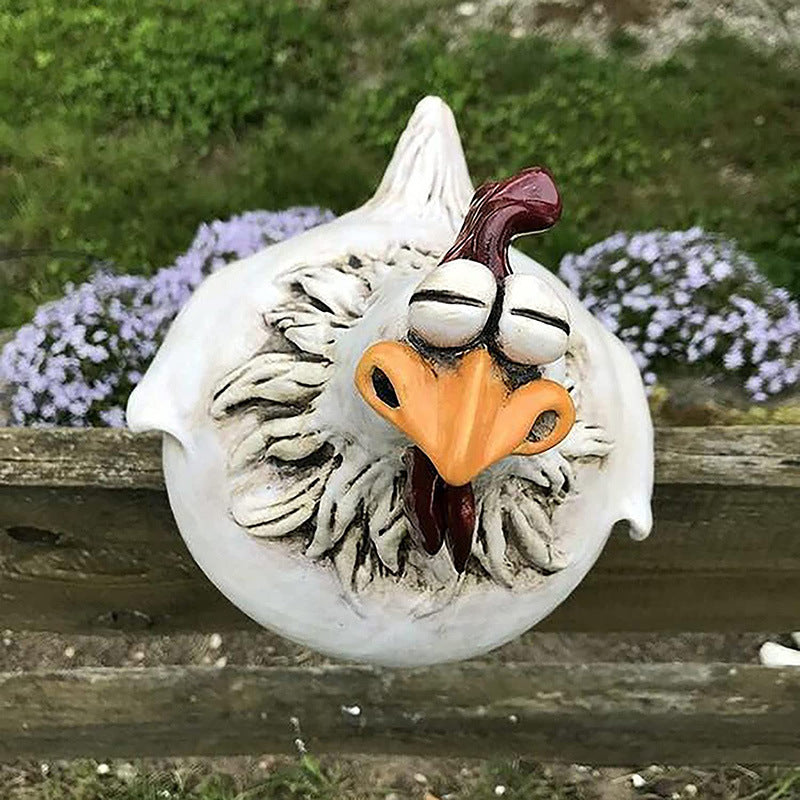 Funny Chicken Fence Decoration Statue