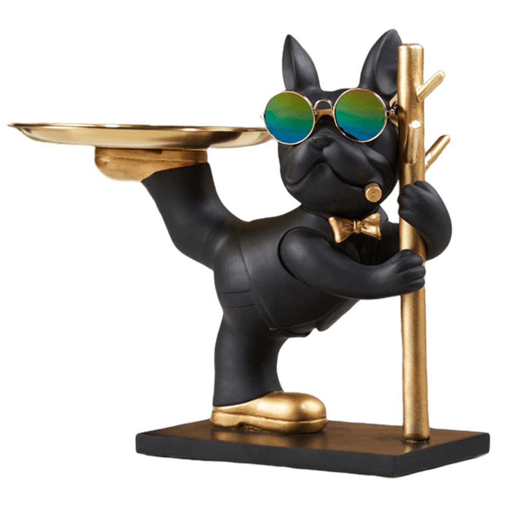 Tuxedo Bulldog Tray & Pole Key Holder