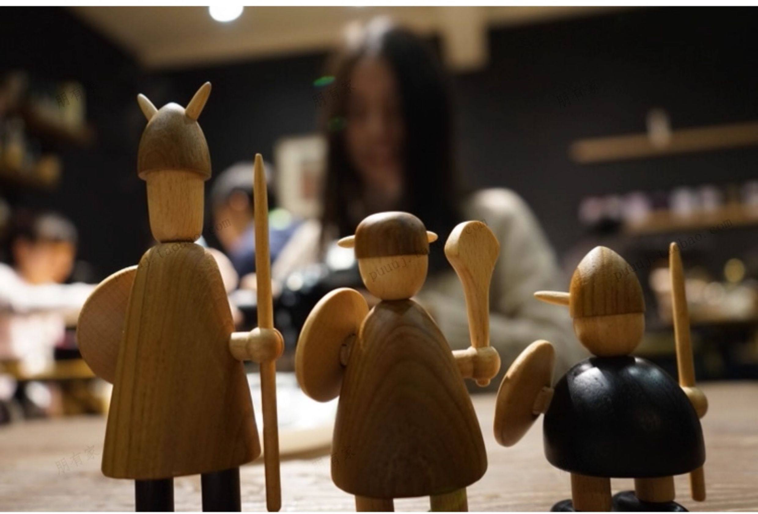 Cute Nordic Wooden Viking Figurines