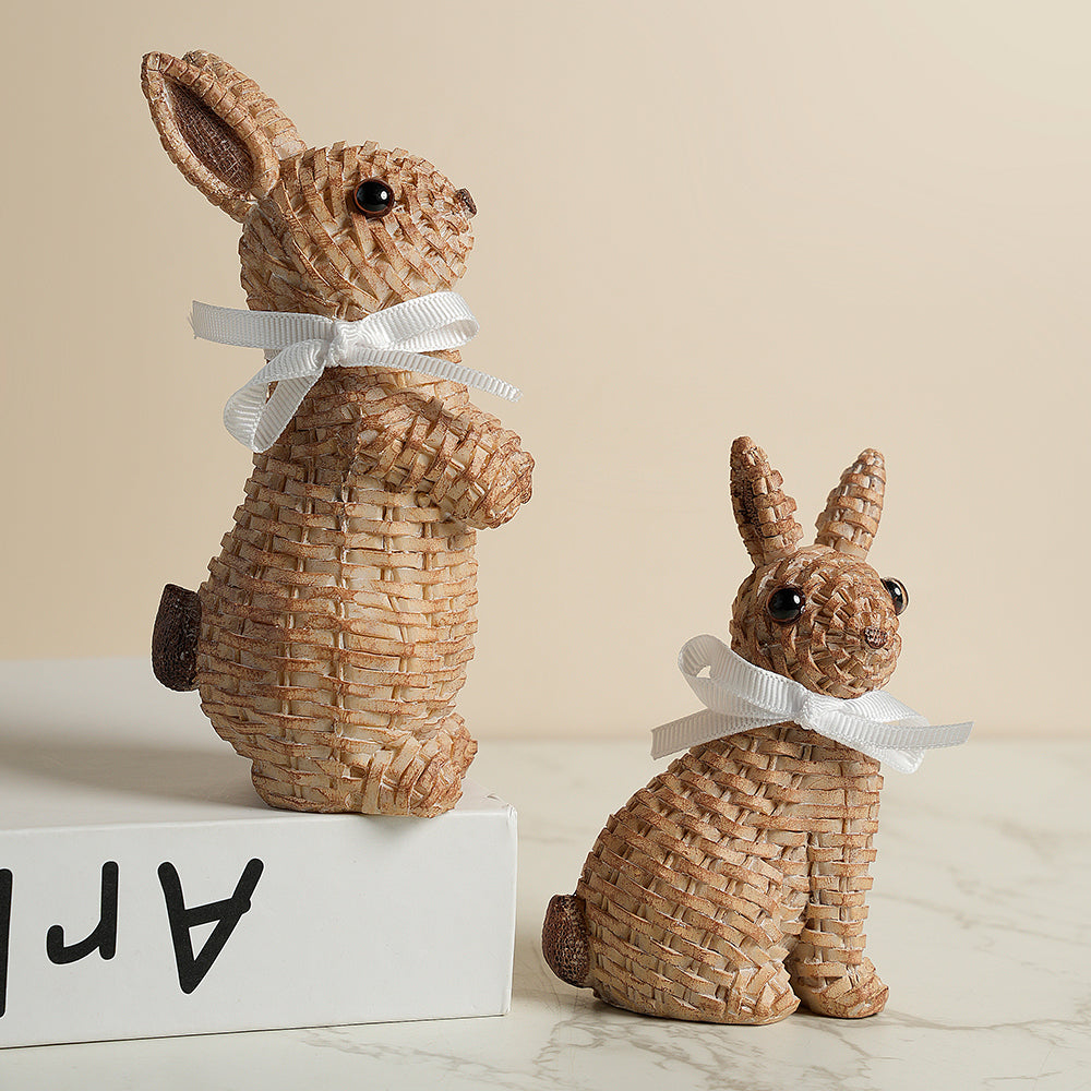 Woven Rattan Rabbit Bunny Statue