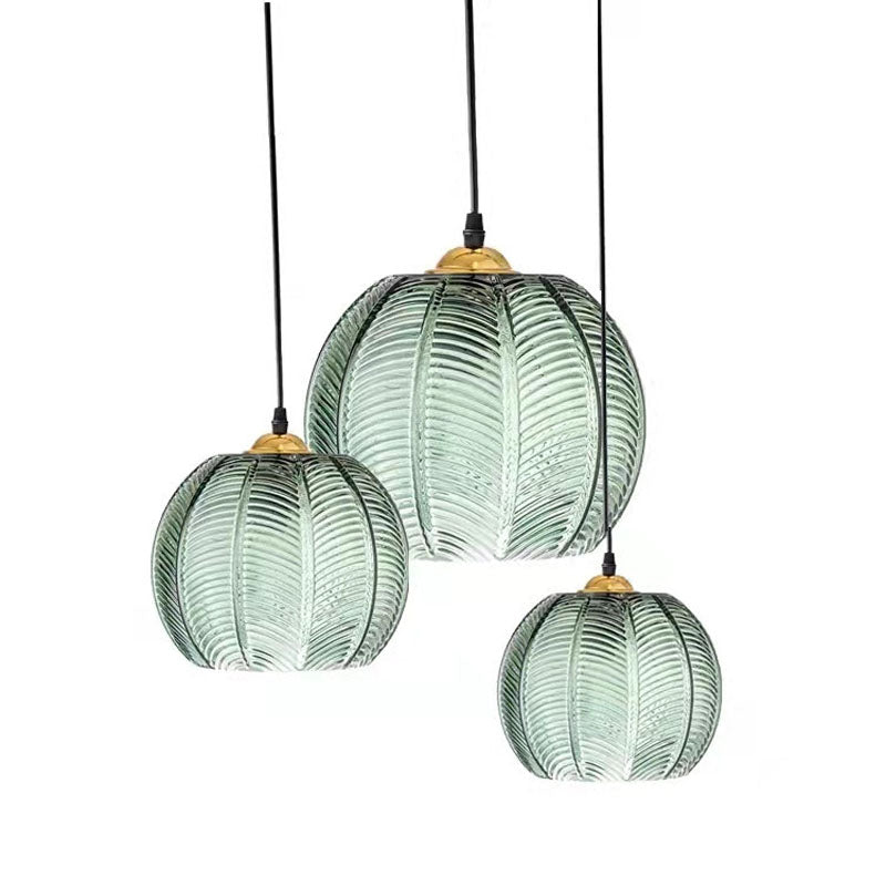 Nordic Ribbed Glass Globe LED Pendant Light