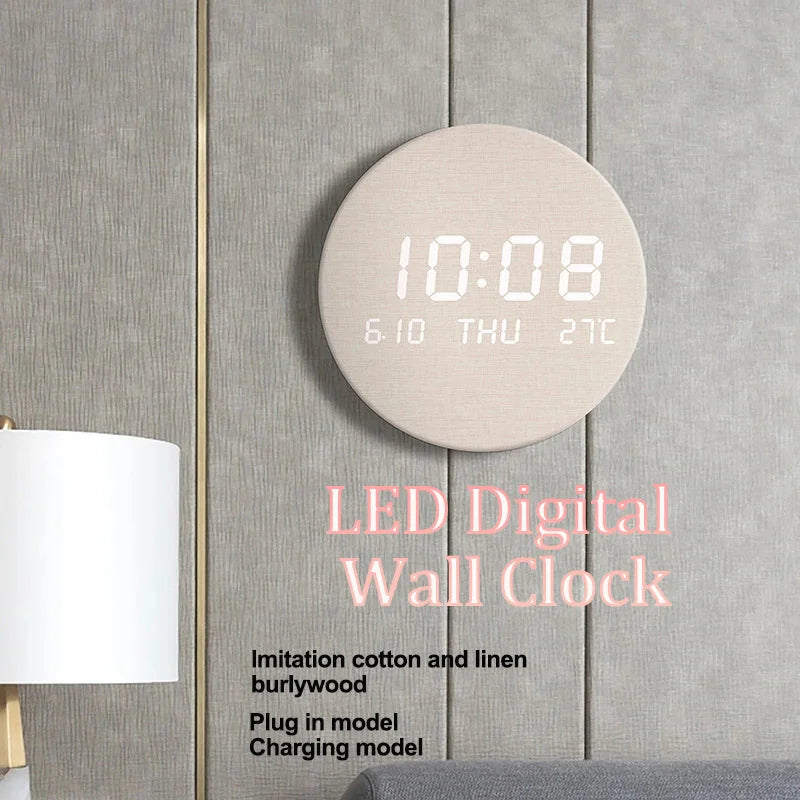 Nordic Round LED Digital Wall Clock