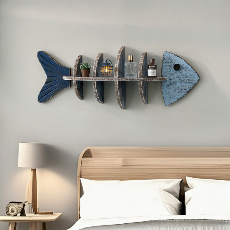 Nordic Wooden Fish Bone Shelves Décor