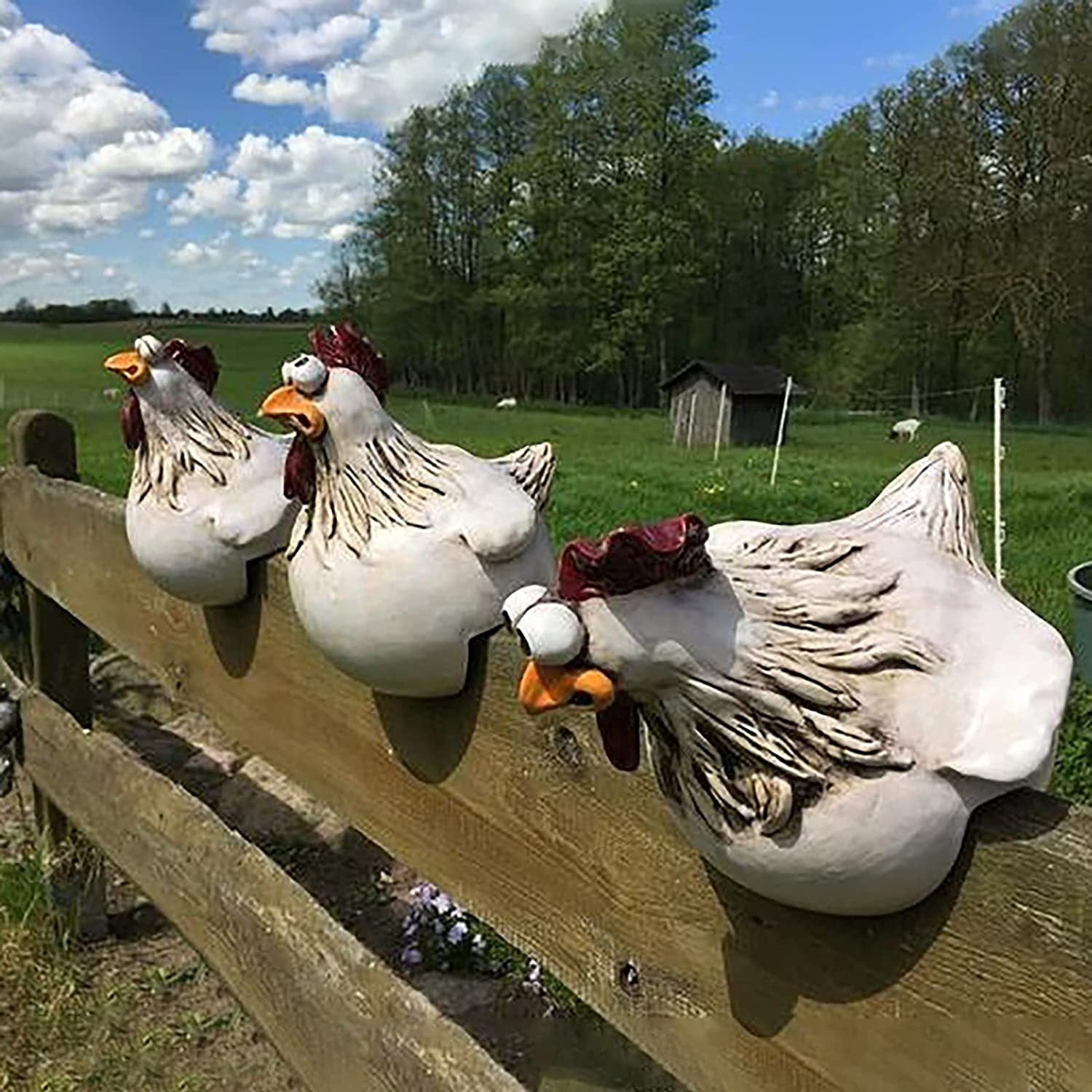 Funny Chicken Fence Decoration Statue