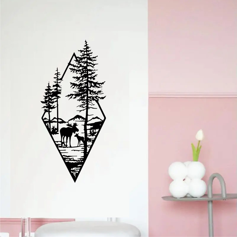 Geometric Forest Elk Wall Art