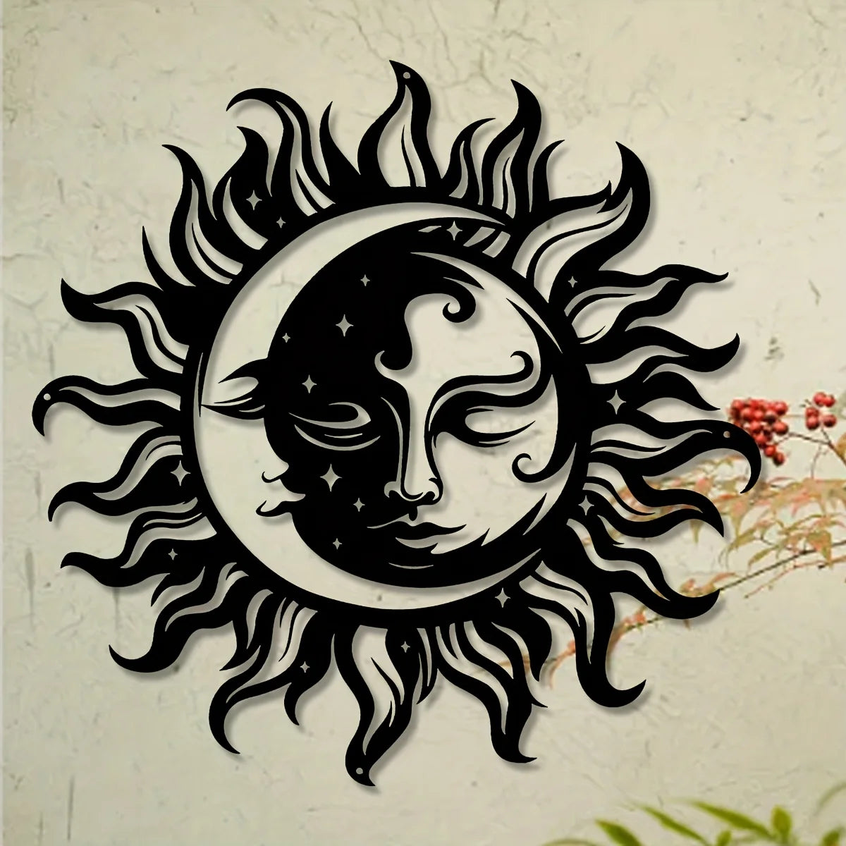 Sun Moon Face Metal Wall Art
