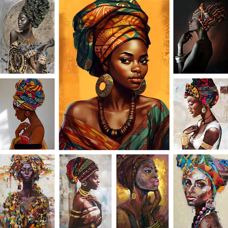 Watercolour Bloom African Woman Canvas