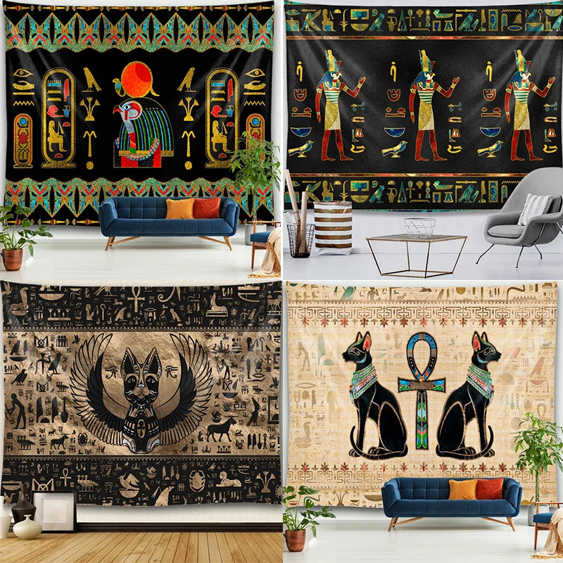 Twin Bastet Turquoise Tapestry