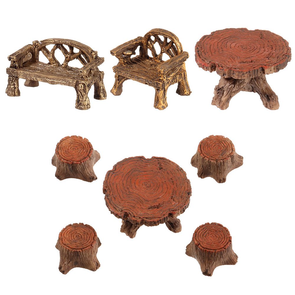 Mini Tree Stump Table & Chairs Garden Decoration Set