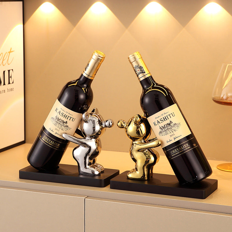 Teddy Bear Liquid Metal Wine Rack