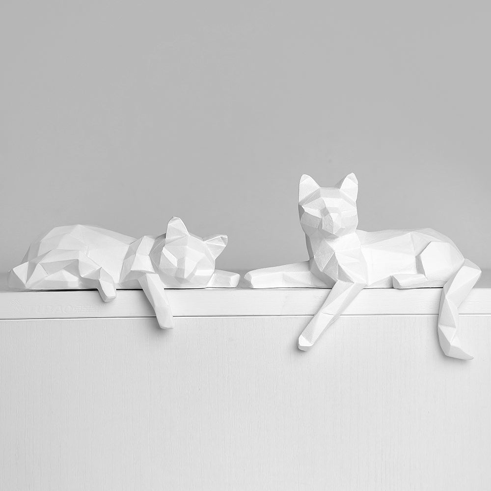 Geometric Nordic Cat Shelf Sculptures Set