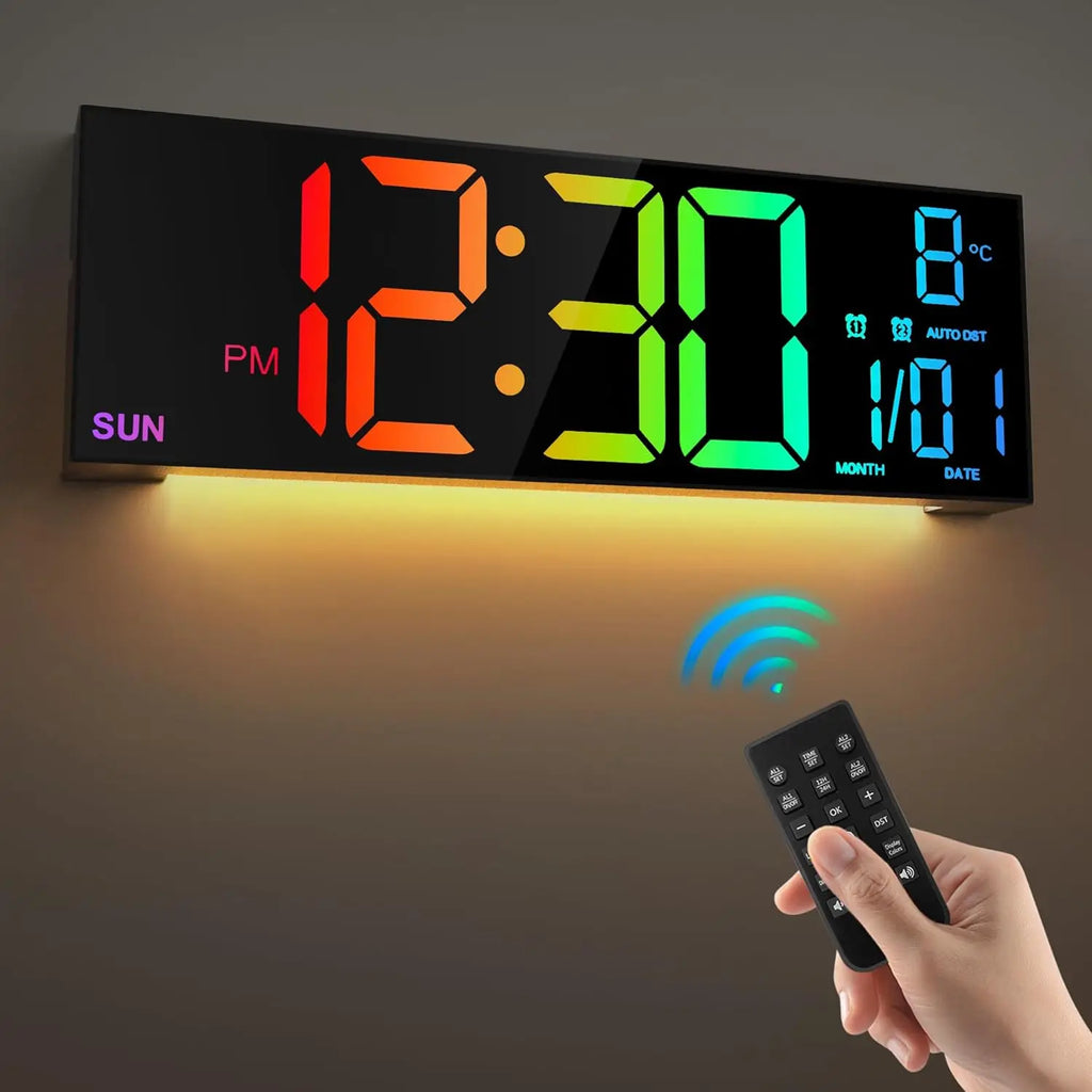 RGB Digital LED Wall Clock with Remote Control