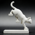 Nordic Geometric Climbing Cat Sculpture