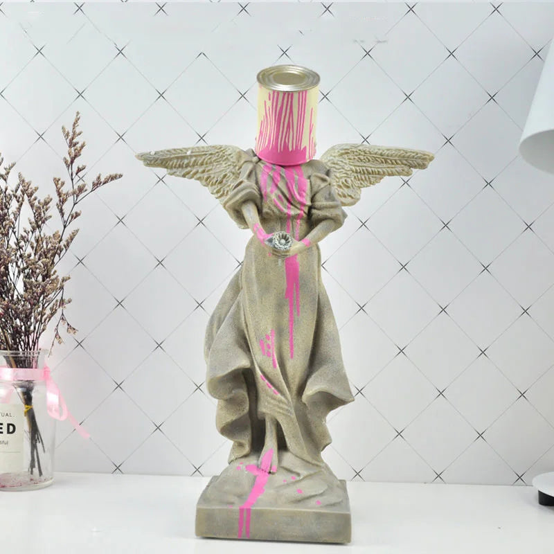 Victory Statue with Paint Flow Sculpture