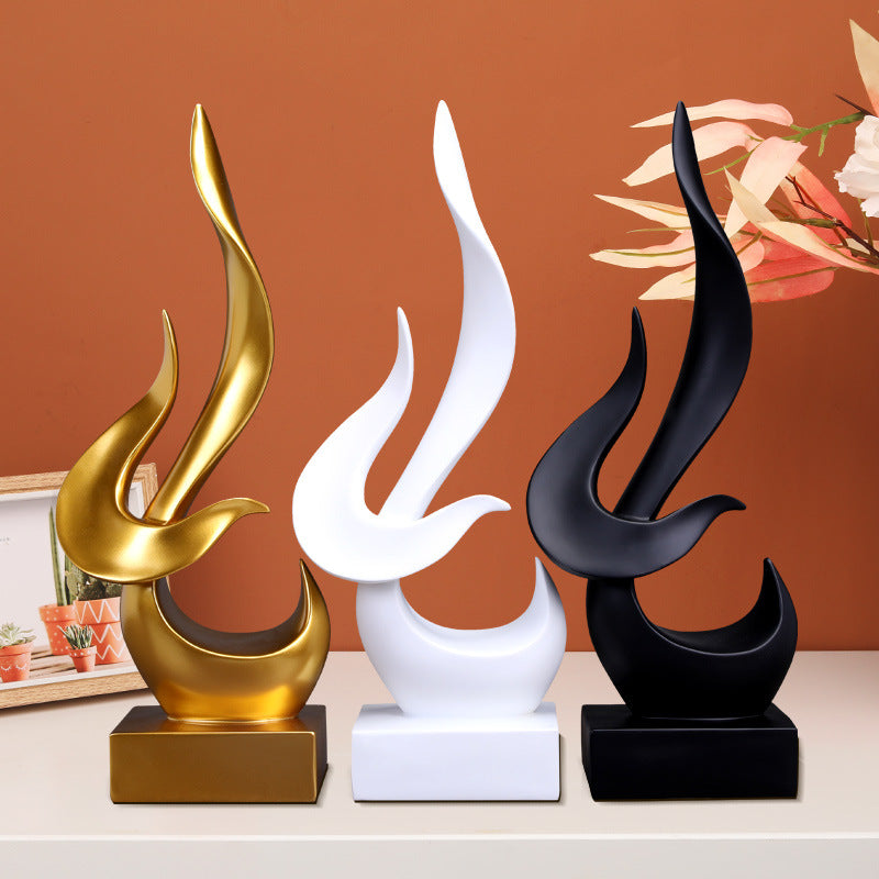 Modern Golden Flame Sculpture