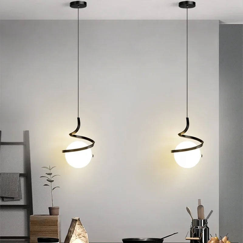 Nordic Spiral Globe LED Pendant Light