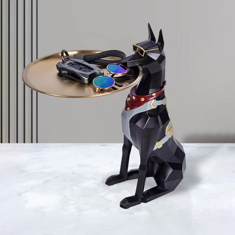 Geometric Doberman Butler Tray Sculpture