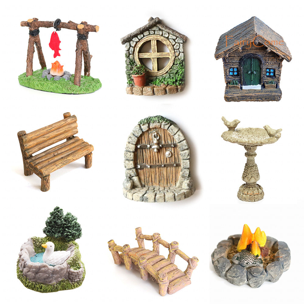 9-Pcs Miniature Garden Scene Decoration Set