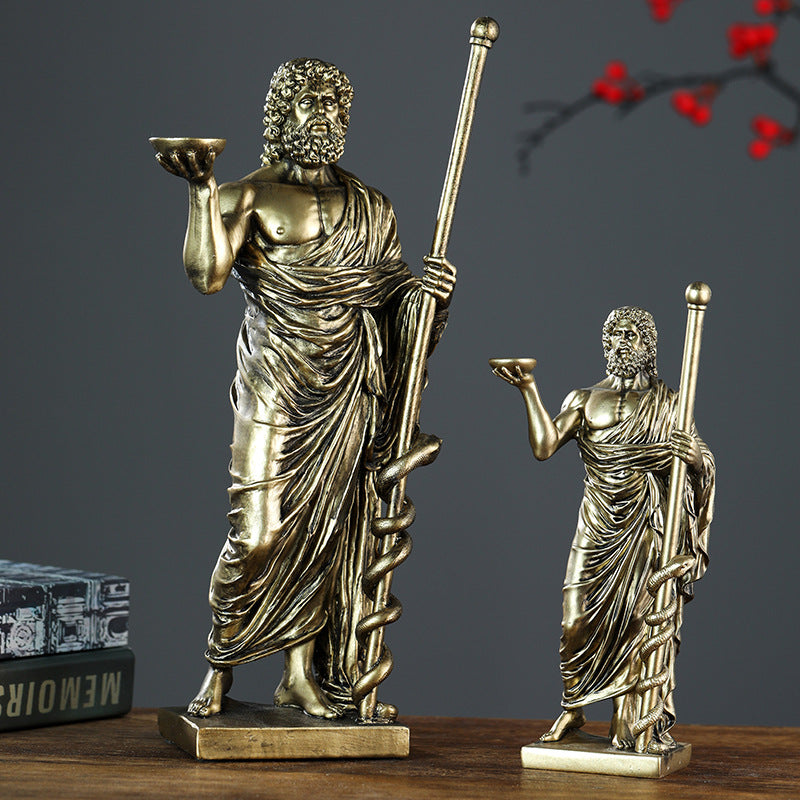 Antique Rod Of Asclepius Statue