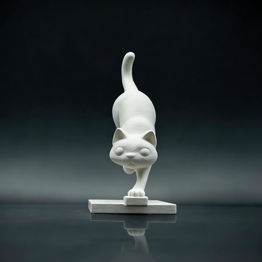 Nordic Geometric Climbing Cat Sculpture
