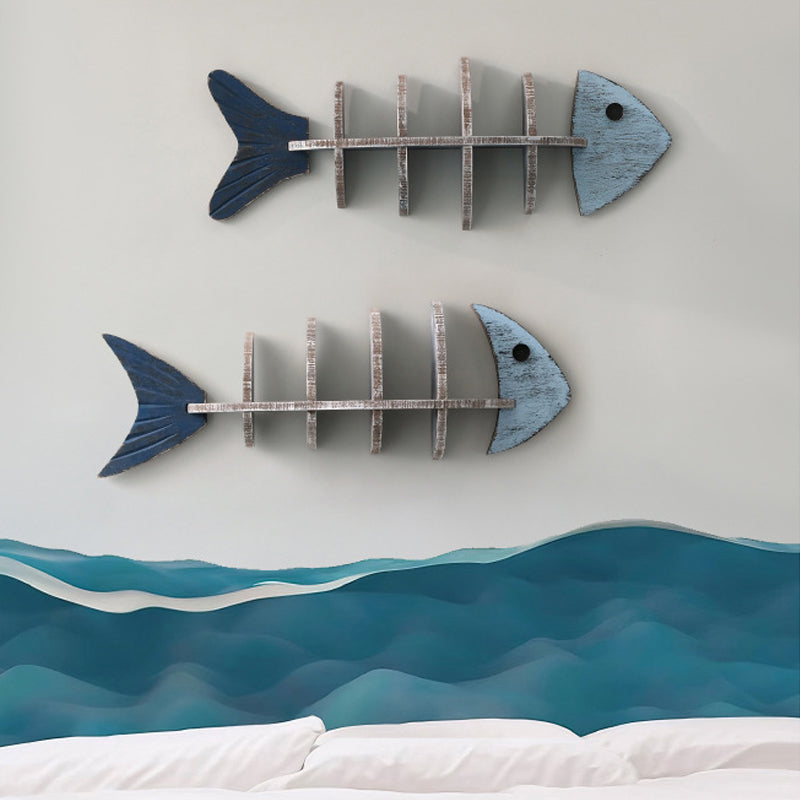 Nordic Wooden Fish Bone Shelves Décor