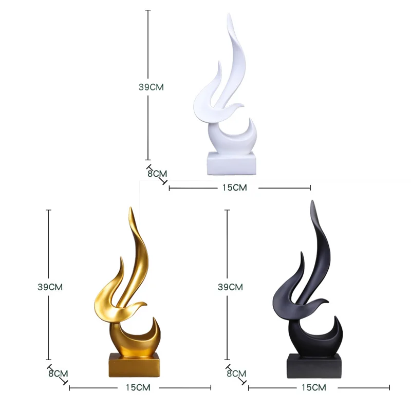 Modern Golden Flame Sculpture