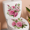 Pink Rose Floral Toilet Decoration Sticker Set