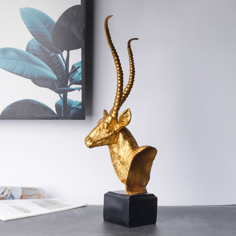 Golden Antelope Head Sculpture