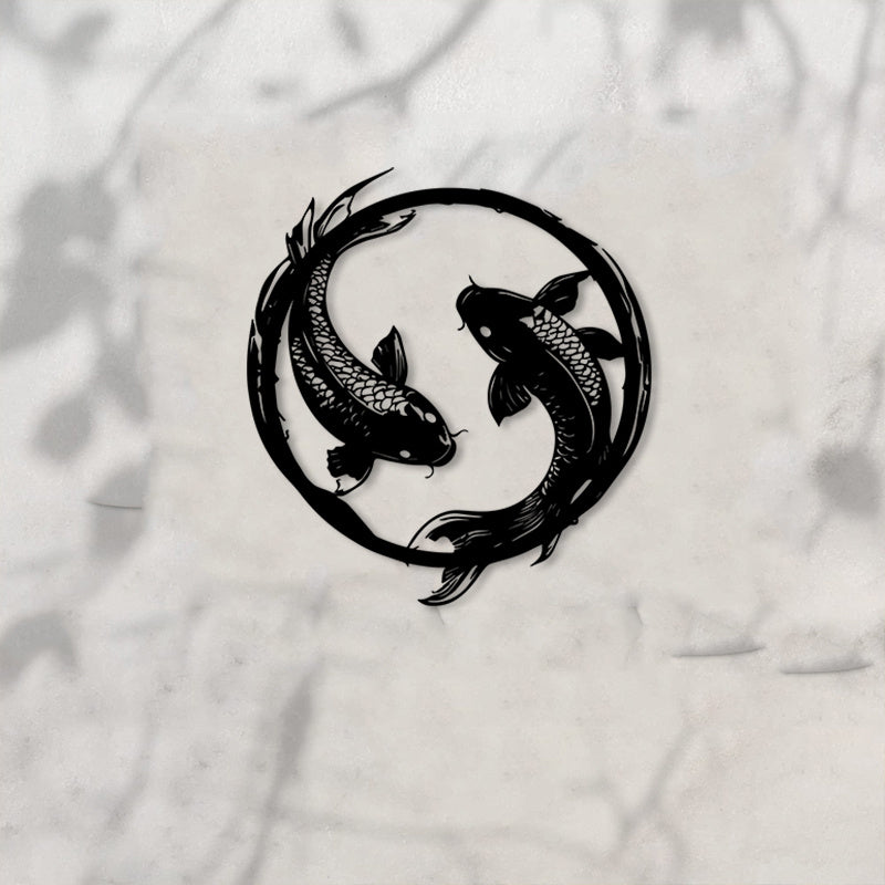Circular Koi Fish Metal Wall Art