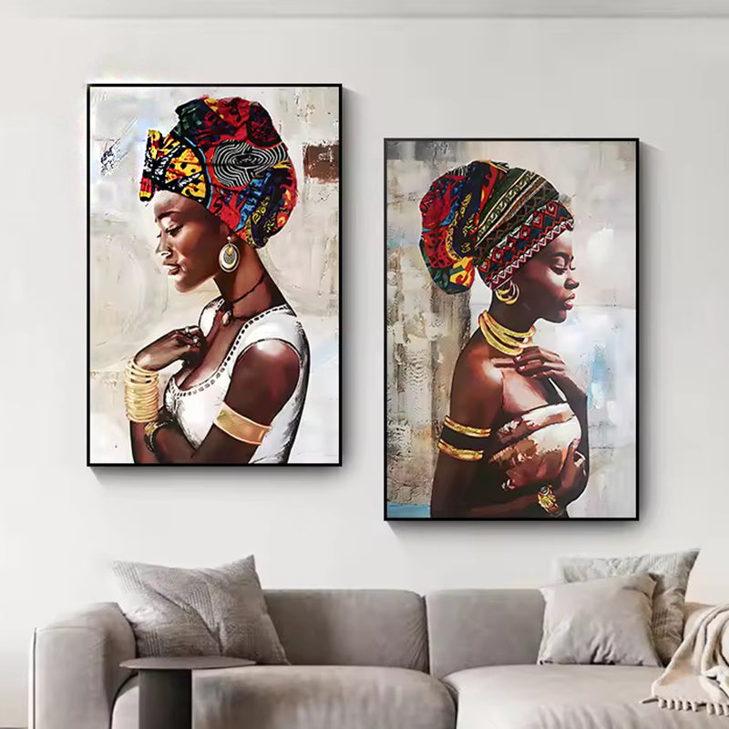 Watercolour Bloom African Woman Canvas