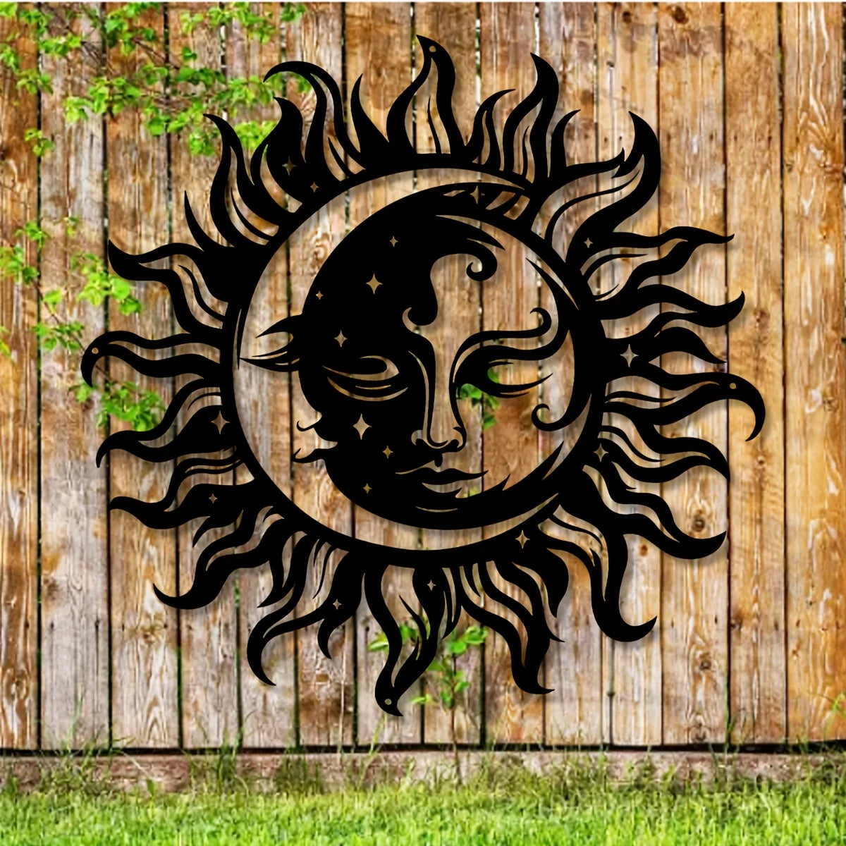 Sun Moon Face Metal Wall Art
