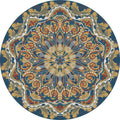 Persian Mandala Round Rug in Blue and Gold