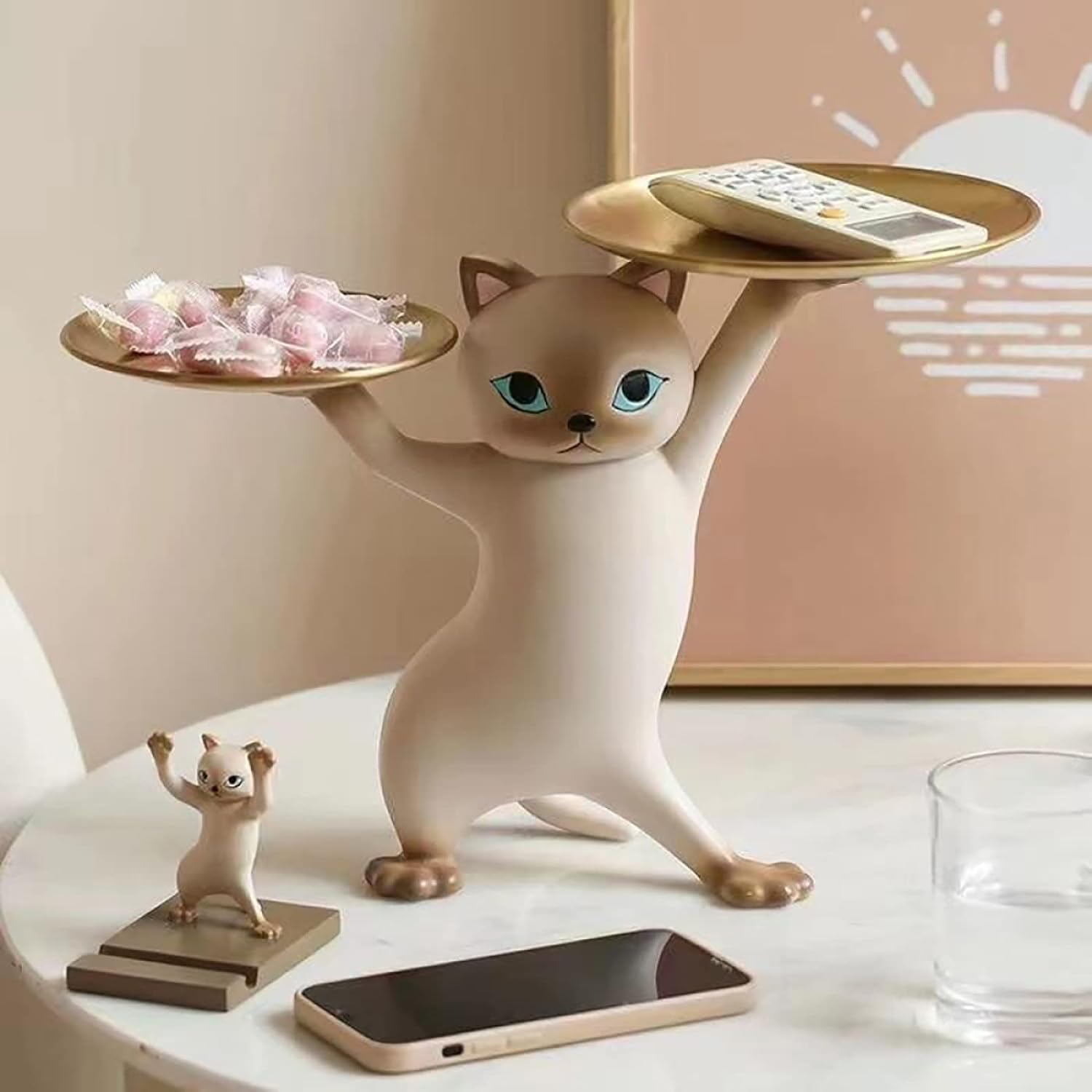 Cute Cat Butler Tray Sculpture