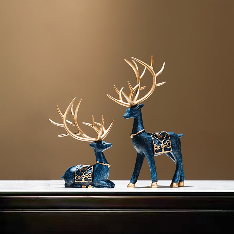 Modern Nordic Mother & Child Deers Statue Set