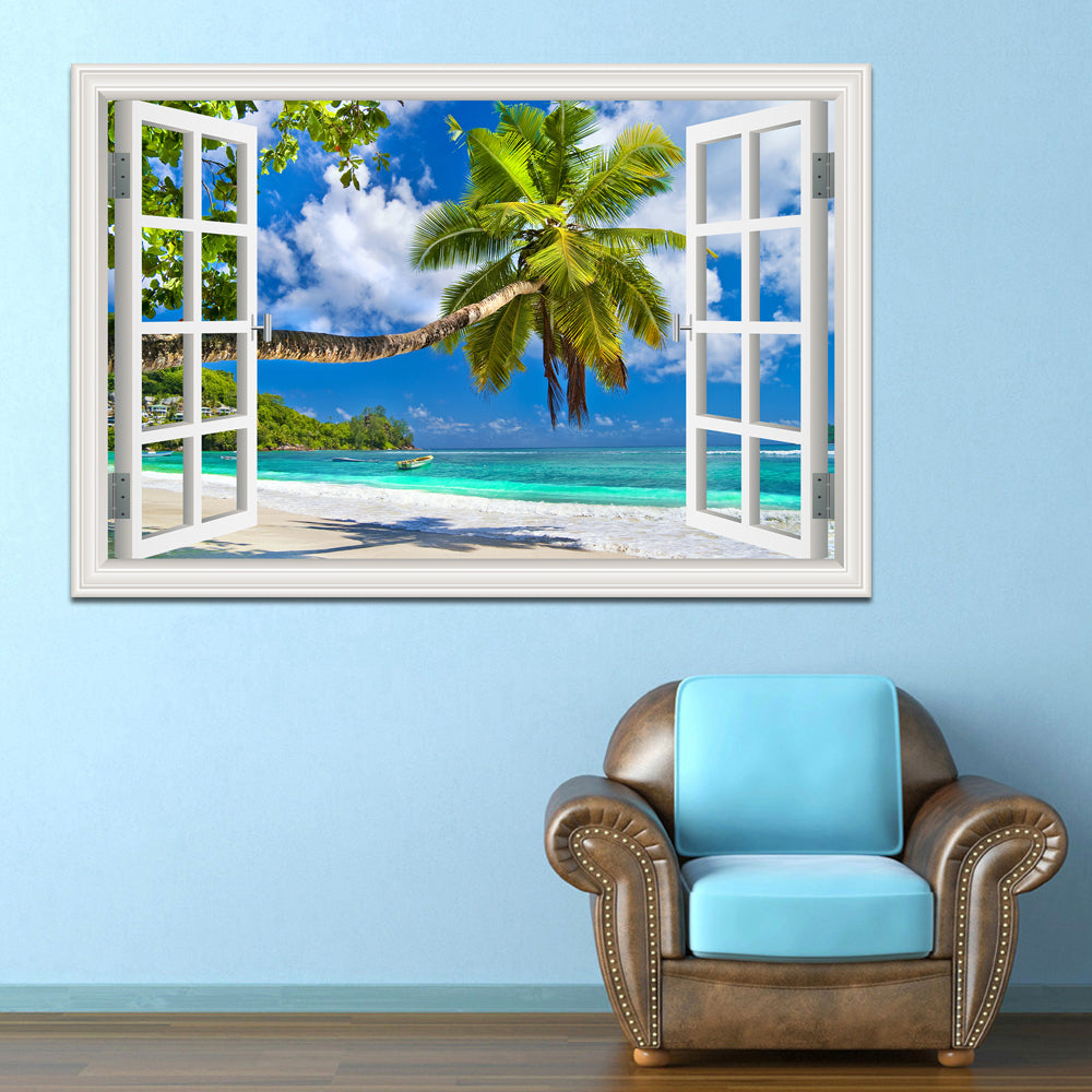 Coconut Palm Bay 3D Window Effect Wall Sticker