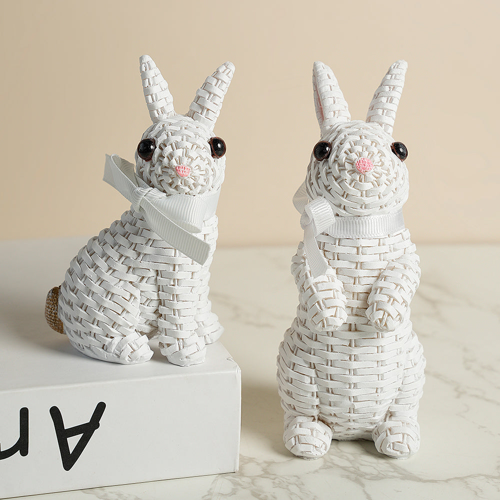 Woven Rattan Rabbit Bunny Statue