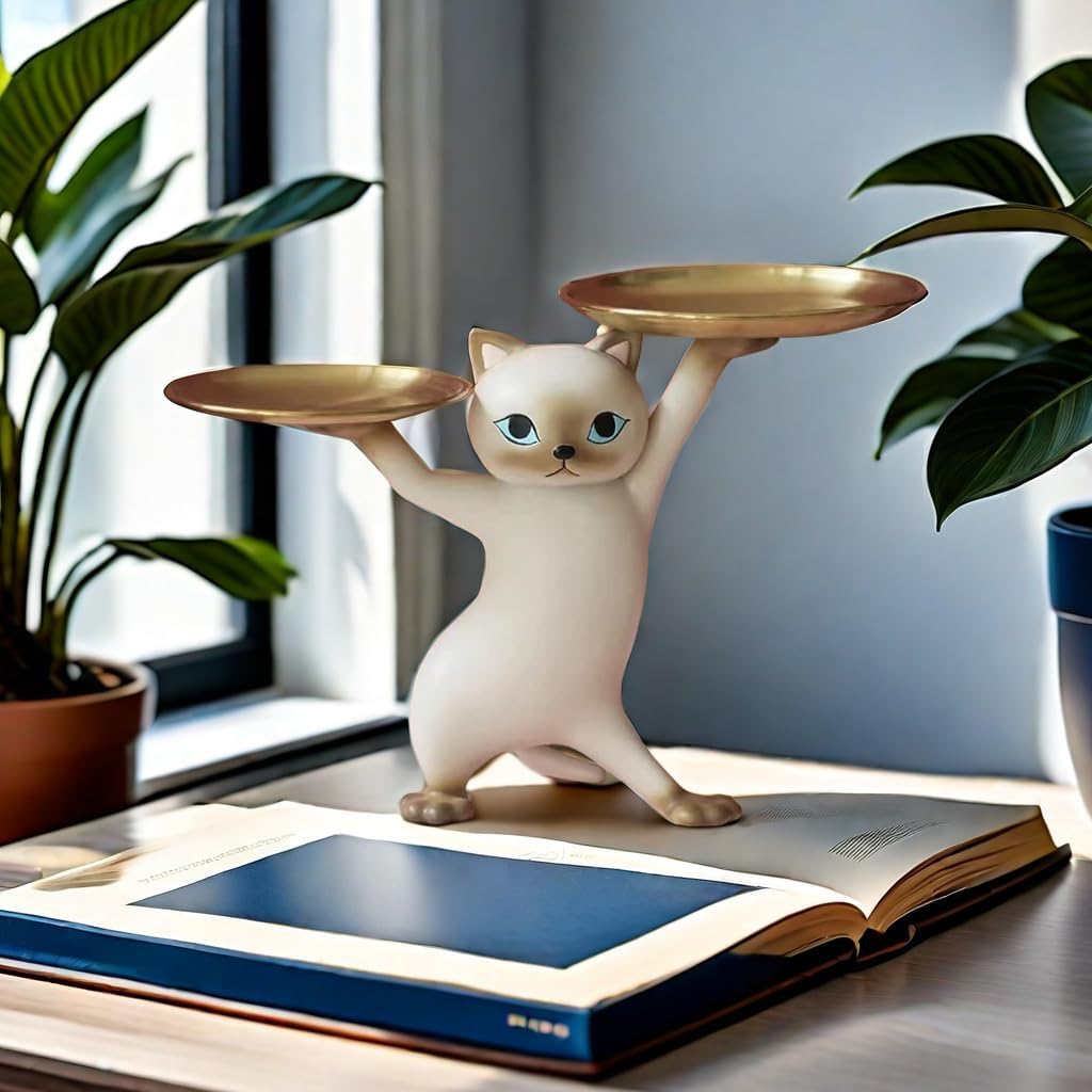 Cute Cat Butler Tray Sculpture